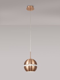 Andrea Satin Copper Crystal Ceiling Lights Diyas Single Crystal Pendants